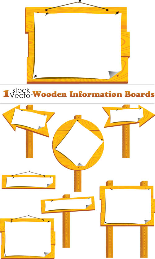 Set of Wooden vector Information Boards