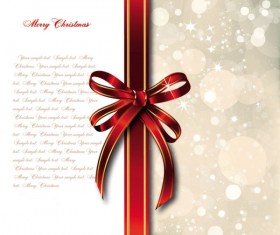 bow merry christmas cards vector 02
