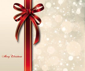 bow merry christmas cards vector 03