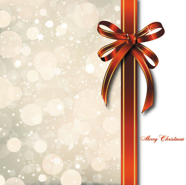 bow merry christmas cards vector 04