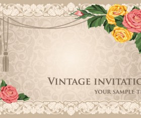 vintage invitation cards background vector 01