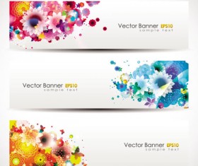 Colorful flowers vector banner