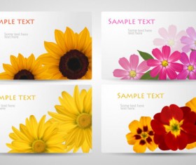 with Flowers cards vector template 03