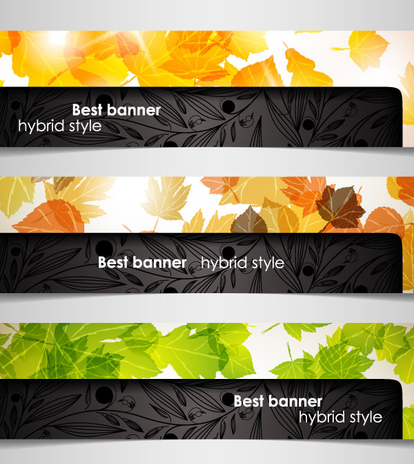 Set of hybrid style vector banner 04
