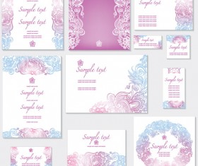 Light color Decorative pattern cards vector 01