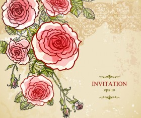 Hand painted rose vector background 02