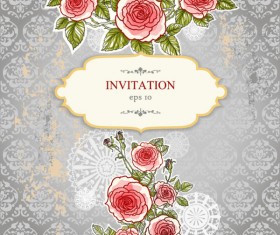 Hand painted rose vector background 03