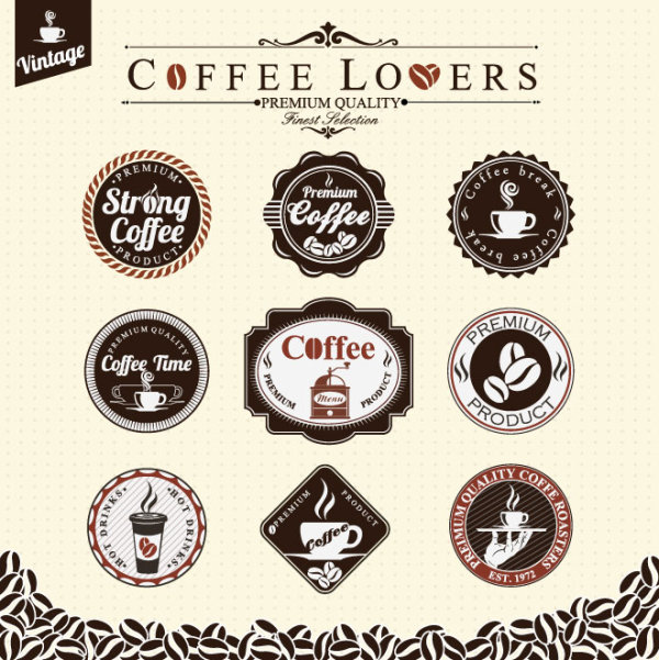 Classic coffee elements free vector 02