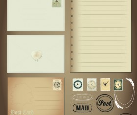 Vintage Stationery ,Stamp and Envelope free Vector 2