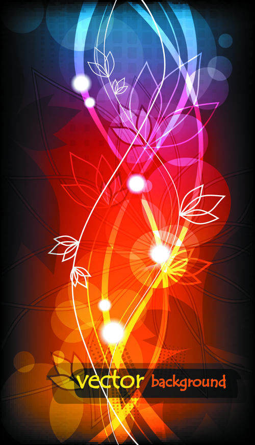 Abstract Halation Flowers Backgrounds Vector 2