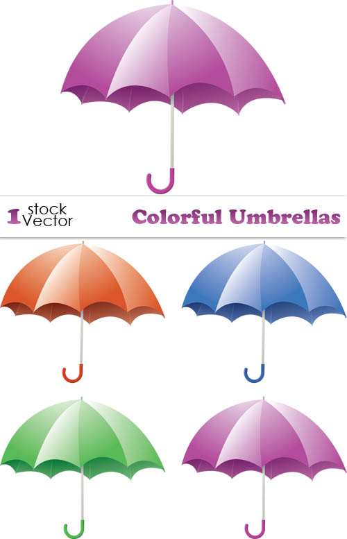 Elements of Colorful Umbrellas Vector