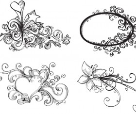 Floral Drawing Elements free vector