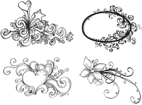 Floral Drawing Elements free vector