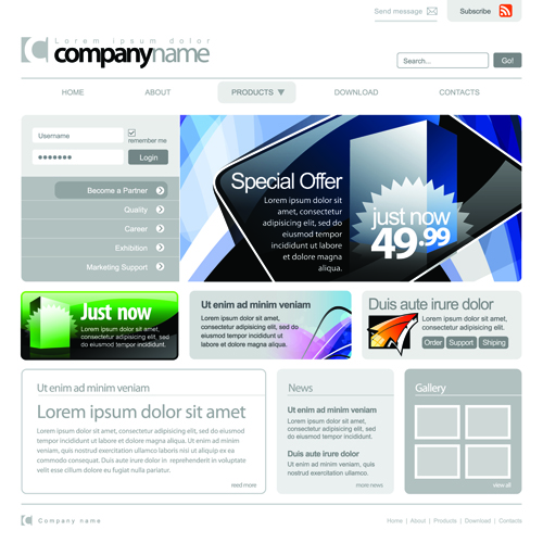Gray Vector Website Templates design elements 03