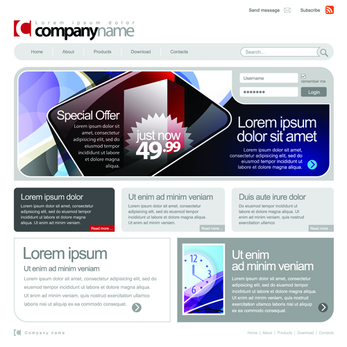 Gray Vector Website Templates design elements 04