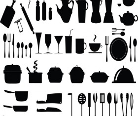 Kitchen utensils Vector Silhouettes