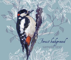 forest birds vector background 02