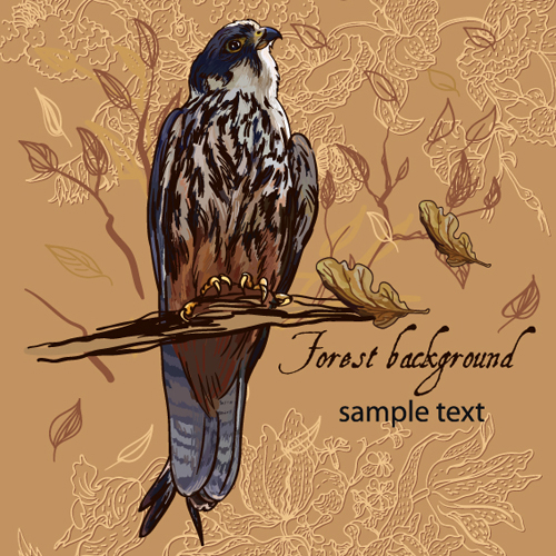 forest birds vector background 03