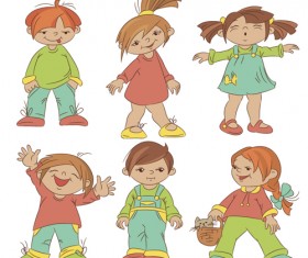 Set of cute cartoon children vector 01