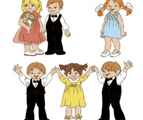 Set of cute cartoon children vector 03