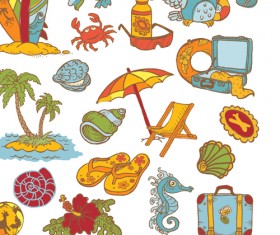 Elements of doodle sea vector icons 02