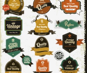 Collection of golden retro vintage badges vector 02 free download