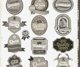 Collection of golden retro vintage badges vector 02 free download