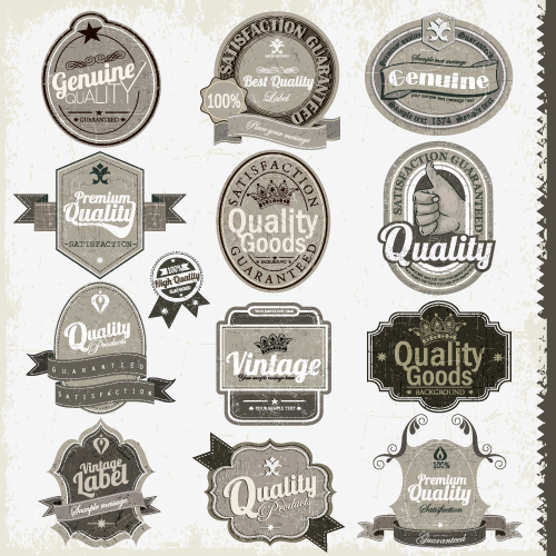 Set of Vintage badges & labels vector 02