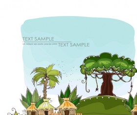 cartoon tropical theme background vector 02