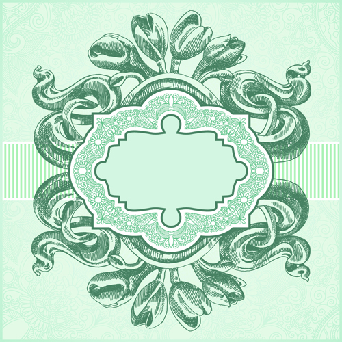 vintage Floral Invitations vector 02