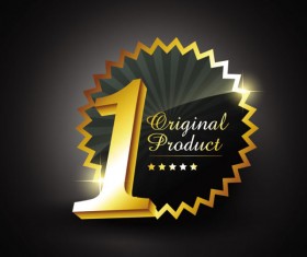 Set of gold color badges & labels vector 04