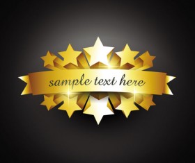 Set of gold color badges & labels vector 07