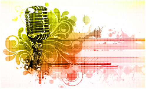 Music & mike Stylish vector background 01