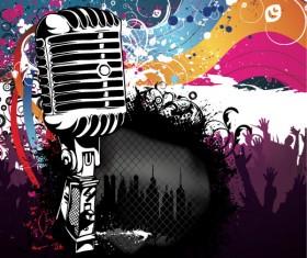 Music & mike Stylish vector background 02