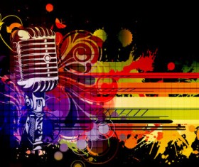 Music & mike Stylish vector background 03