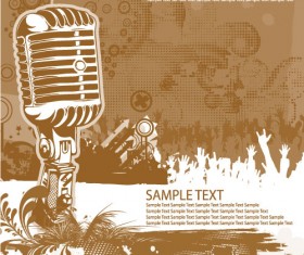 Music & mike Stylish vector background 05