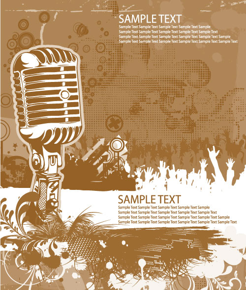 Music & mike Stylish vector background 05