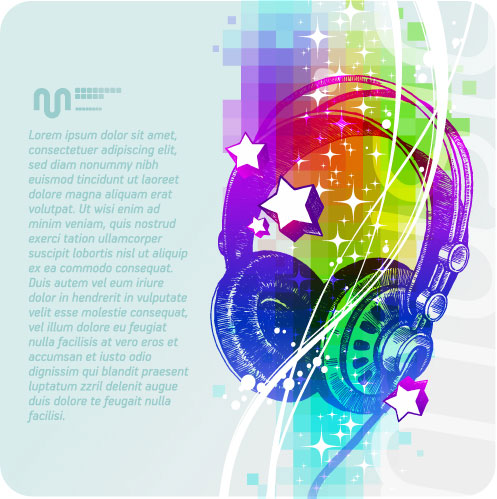 Music & mike Stylish vector background 07