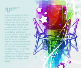 Music & mike Stylish vector background 08