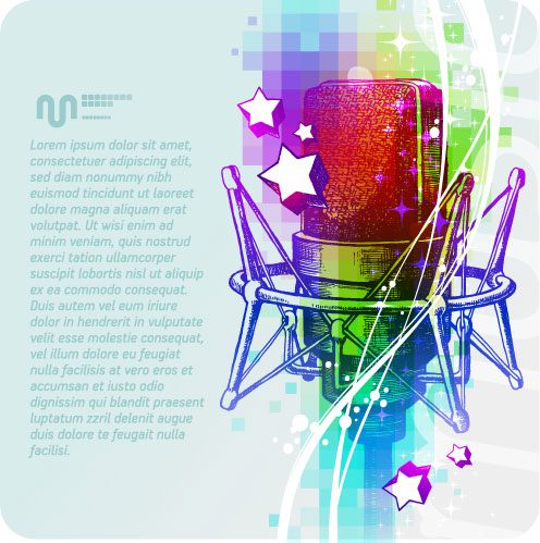 Music & mike Stylish vector background 08