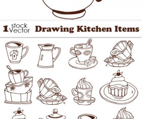Kitchen tableware Drawing Vector