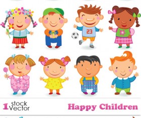 Cute Happy Children elements Vector