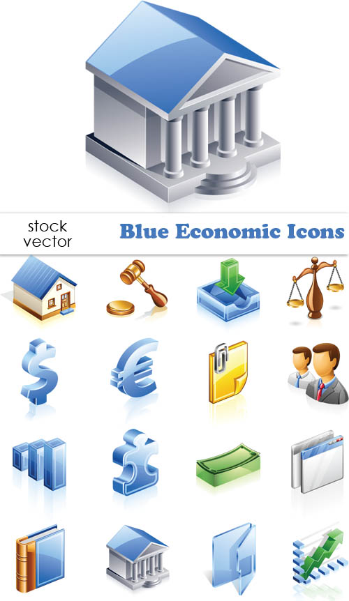 Elements of Blue Economic vector Icons