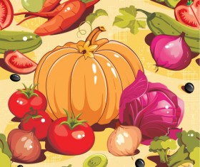Various cartoon vegetable elements vector 02