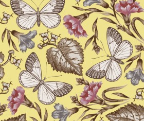 Elements of Butterfly & Flower vector 01