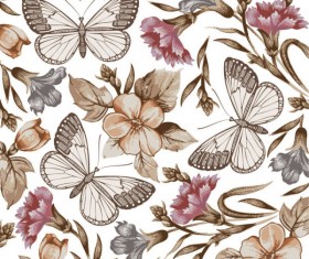 Elements of Butterfly & Flower vector 02 free download