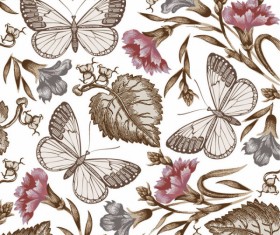 Elements of Butterfly & Flower vector 05