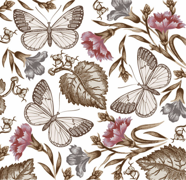 Elements of Butterfly & Flower vector 05