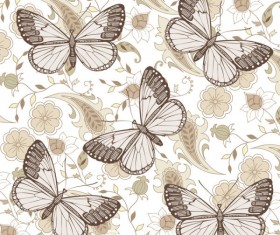 Elements of Butterfly & Flower vector 06