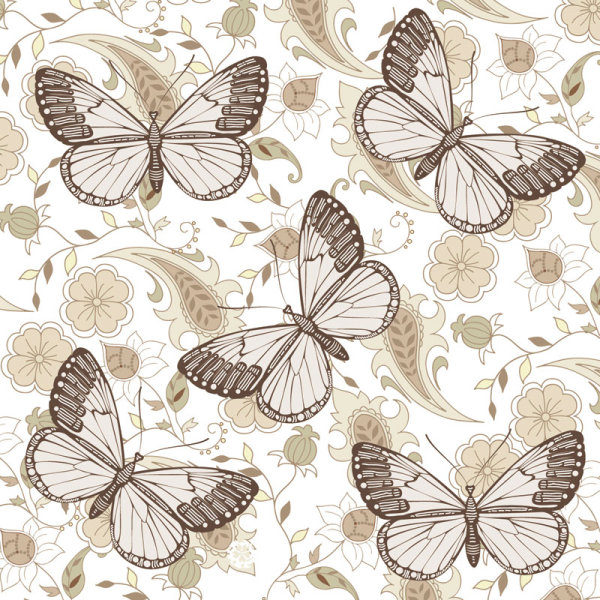 Elements of Butterfly & Flower vector 06